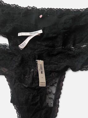 Victoria's Secret Black Lace  Thong 3pk